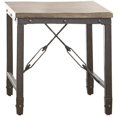 thumbnail image 1 of Table d'Appoint Carrée Industrielle en Jersey avec Dessus en Tabac Antique et Base en Métal Noir, 1 of 3