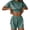 Dark Green, variant on Women's 2-Piece Striped Short Sleeve Crop Tops & Shorts Set - Casual Loose Fit Outfit with Multiple Colors for Summer & Daily Wear