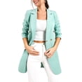 thumbnail image 2 of Niaviben Women's Long Trench Coat Double Breasted Trench Coat Women Long Blazers for Women Shirts Casual Jackets for Women Trendy Womens Winter Coats Womens Winter Jacket Mint Green S, 2 of 6