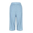 thumbnail image 7 of Womens Capris Stretch Capri Jeans Elastic Waist Wide Straight Leg Plus Size Pull on Denim Loose Summer Solid Light Blue L, 7 of 7