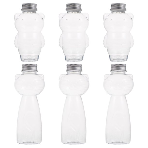 EeaseMX 6 botellas de plástico transparentes para bebidas frías, con diseño de gato.