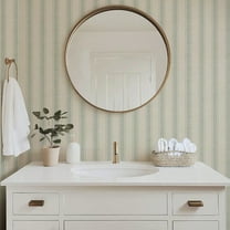 RollsRolla Beige Stripe Peel and Stick Fabric Canvas Wallpaper Temporary Wallpaper for Accent Wall Bathroom Bedroom Living Room Green