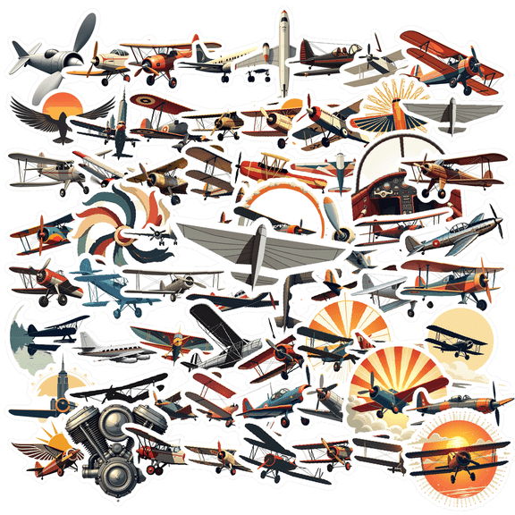 cartoon Airplane Theme Stickers, Waterproof Airplane Theme Sticker for Water Bottle Laptop Phone Cases Planner Skateboard Luggage Helmet Party Favor Decor, Ideal for Adults Teens Teacher Rewards