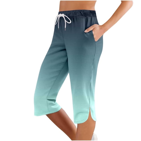 OIUUAK Leggings for Women with Pockets Knee Length Petite Summer Lightweight High Waisted Athletic Workout Yoga Pants, Capri Leggings with Pockets for Women, Knee Length Leggings with Pockets