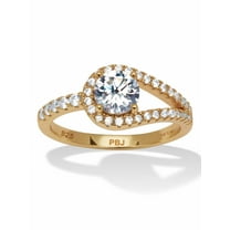 PalmBeach Jewelry 1.32 TCW Round Cubic Zirconia Yellow Gold-Plated Sterling Silver Lariat Ring