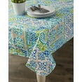 thumbnail image 6 of Contemporary Home Living Spanish Tile Cotton Dining Room Tablecloth - 9.5' - Blue and Green, 6 of 6