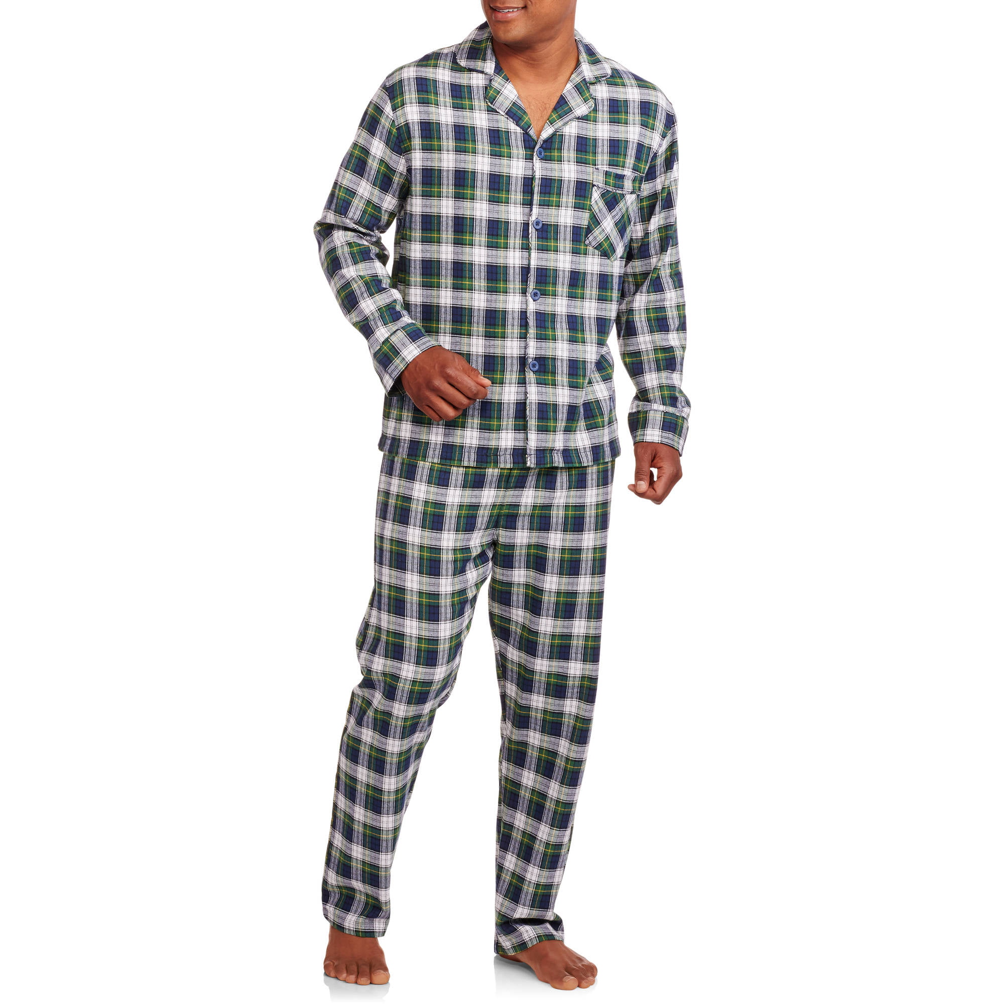 Hanes Men's and Big Men's 100% Cotton Flannel Pajama Set - Walmart.com