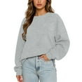 thumbnail image 5 of Comfy Oversized Pullover Sweatshirt for Women – Fleece Lined Crewneck Long Sleeve Top with Thumb Hole Cuffs, Great for Fall and Winter Casual Outfits Gray, 5 of 5
