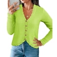 thumbnail image 3 of Long Sleeve V-neck Women Crochet Cardigan Casual Button Down Sweater, 3 of 6