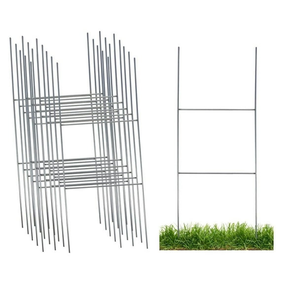 Sturdy Metal Wire Step Stake Frame for Yard Signs 10 x 24 inch H Frame Wire Sign Spikes (15 Pack)