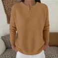 thumbnail image 6 of Lmnyox Fall Sweaters for Women Long Sleeve Crew Neck Button Sweater Tops Fashion Loose Knitted Shirts, 6 of 7