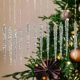 thumbnail image 3 of 12pcs Acrylic Icicle Ornaments Crystal Clear Plastic Christmas Tree Decor Windows Hanging Pendants for Holiday Winter Wedding Party Festival Decorations, 5.12 Inch Shatterproof Fake Ice Drops, 3 of 5