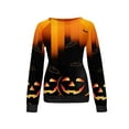 thumbnail image 2 of hirigin Women's Halloween Casual Pullover Long Sleeve Bat/Pumpkin/Witch/Cat Print Loose Sweatshirt, 2 of 4