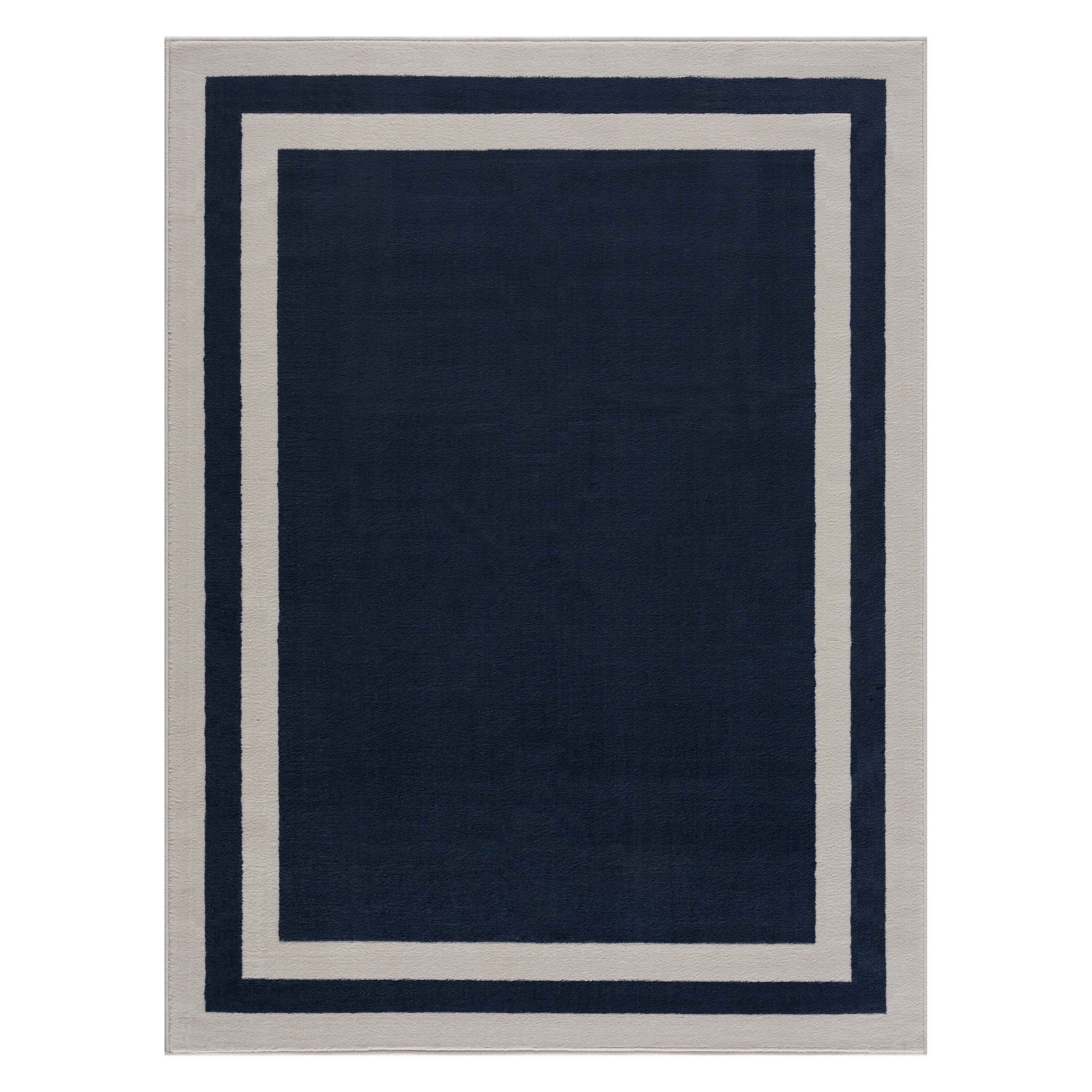 CAMILSON Crystal Navy Blue Area Rug, 5'3" x 7' Bordered, for Living Room, Bedroom, Dining Room Navy Blue / Cream Indoor Area Rugs
