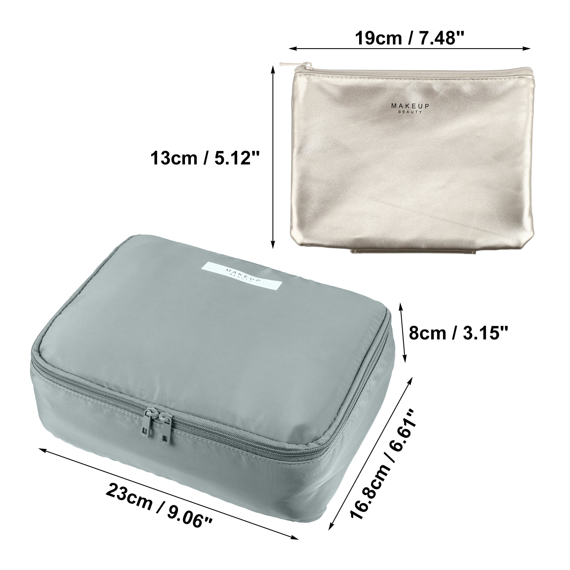 Unique Bargains Floral Makeup Bag Zipper Flower Cosmetic Pouch Gray