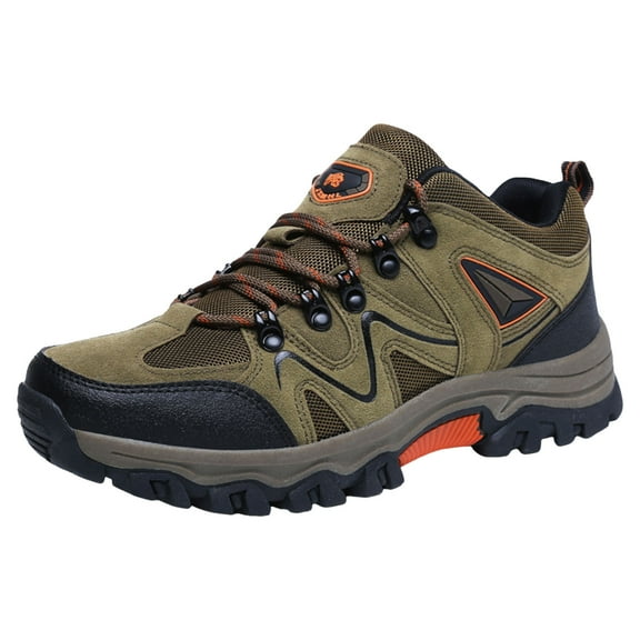 Sopiago Mens Waterproof Hiking Leather Mesh Shoes Low Top Hiking Shoes for Outdoor Trailing Trekking Camping Walking Brown,8.5