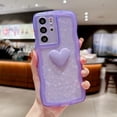 thumbnail image 2 of Compatible with Samsung Galaxy S21 Ultra Case,Cute 3D Love Heart Case,Fashion Shell Pattern Curly Wave Matte Frame Edge Soft Shockproof Protective Cases Cover for Women (Purple), 2 of 12