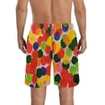 thumbnail image 3 of JRXY Pink Strawberries Men's Beach Shorts in Watercolor Style with Drawstring & Pockets 3Xl, 3 of 7