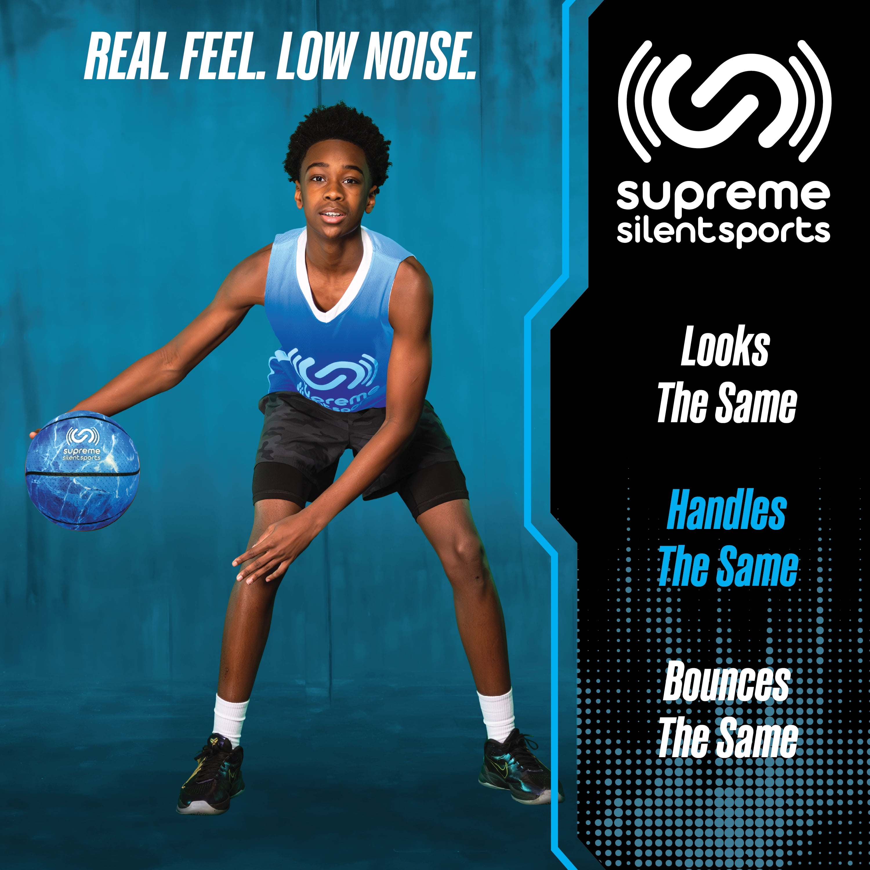 Supreme Silent Sports Size 7 Foam Basketball, Drip Collection, Quiet Indoor/Outdoor Basketball with Rubberized Grip Nodes, Iced Out