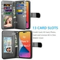 thumbnail image 2 of For Apple iPhone 14 Pro Max Wallet Case, EBIZCITY Luxury Cash Credit Card Slots Holder PU Leather Flip Cover [Detachable Magnetic TPU Case] & Kickstand & Wristlet Strap Cover -Black, 2 of 6