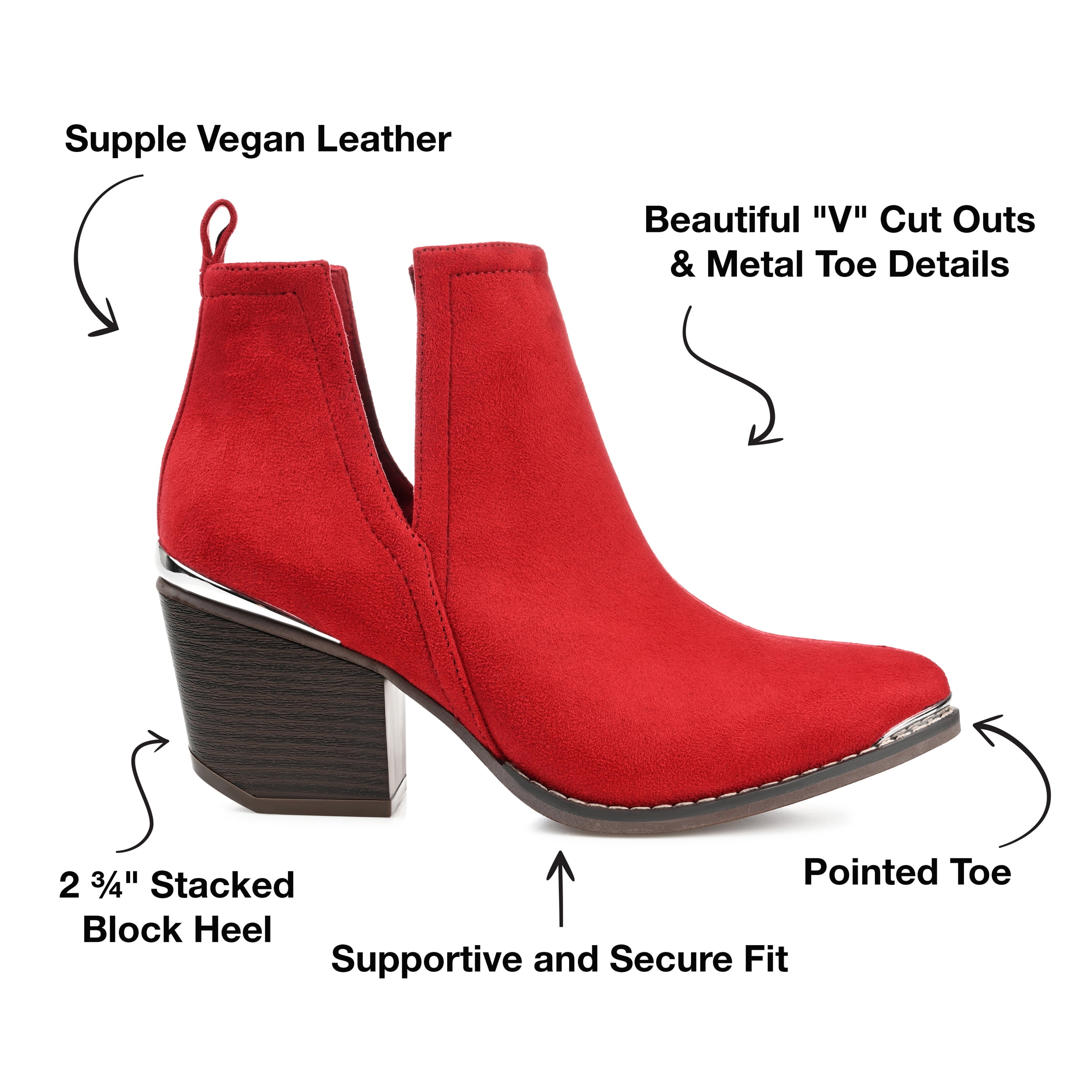 Journee Womens Issla Pull On Stacked Heel Booties, Widths Available