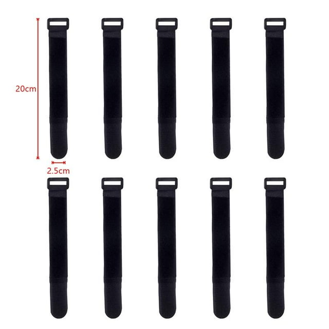 10PCS 2.5cm Width Nylon Reverse Buckle Cable Ties Fastener Tape Self Aadhesive Hook Loop Strap Sticky Buckle Belt 2.5x20cm 10pcs