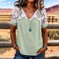 thumbnail image 2 of Fewfanhot Womens Tops Trendy Lace Basic V-Neck T-Shirts Short Sleeve Loose Fitting Tunic Tank Tops, 2 of 7