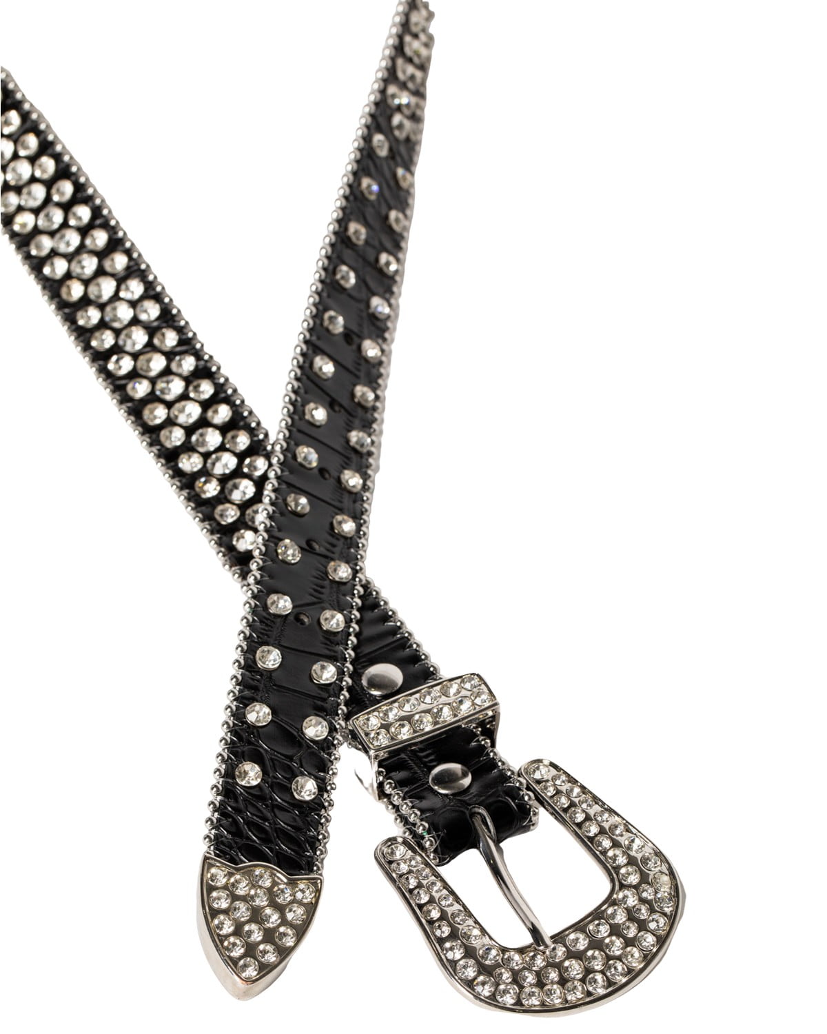 Nomad Creek Women\'s US Flag Colored Rhinestone Studded Buckle Leather Black Belt c1f7def1bca69513a71c1904c5a691  main image 3