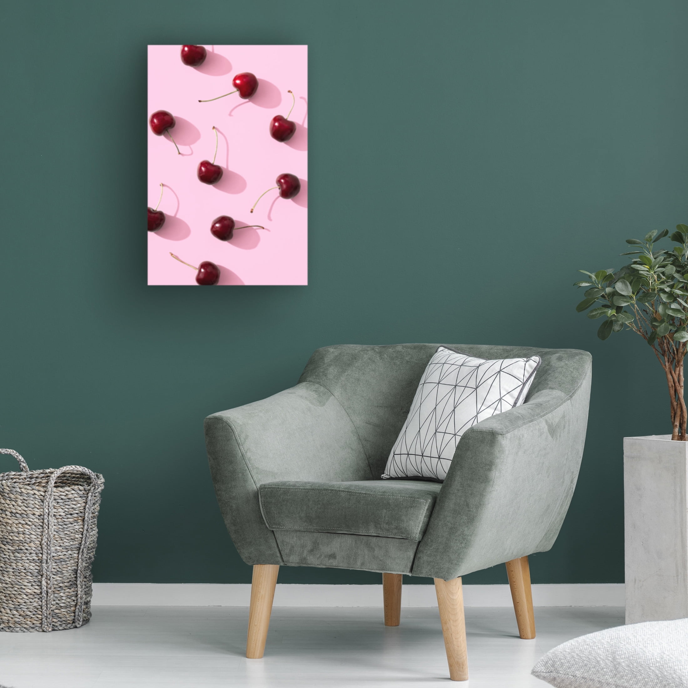 Trademark Fine Art Pictufy Studio Cherries On Pink Background Canvas Wall Art