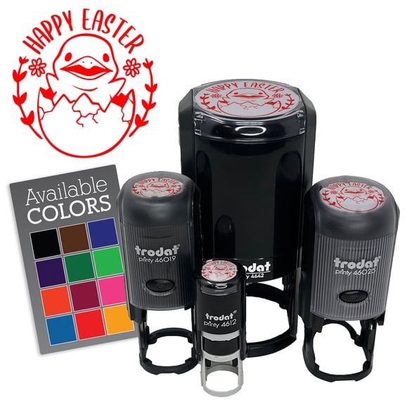 Happy Easter Baby Chick Chicken Hatching from Egg Self-Inking Rubber Stamp Ink Stamper for Stamping Crafting Planners - Black Ink - Mini 1/2 Inch