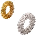 thumbnail image 3 of FELTECHELECTR 5 anillos de masaje con pinchos para dedos, anillo de acupresión sensorial, juguete antiestrés para niños y adultos (2 anillos dorados + 3 anillos plateados), 3 of 6
