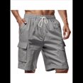 thumbnail image 2 of Pantalones Cortos Cargo para Hombre, Modernos, con Cordón Ajustable, Cintura Elástica, Informales, con Múltiples Bolsillos, para Entrenamiento, Deportes Al Aire Libre. Gris S, 2 of 9