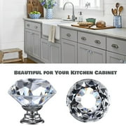 12 Pcs Crystal Cabinet Knobs Drawer Pulls and Knobs Kitchen Cabinet Knobs Diamond Dresser Knobs Crystal Knobs for Drawers,Clear Glass Cabinet Knobs with Silver Base