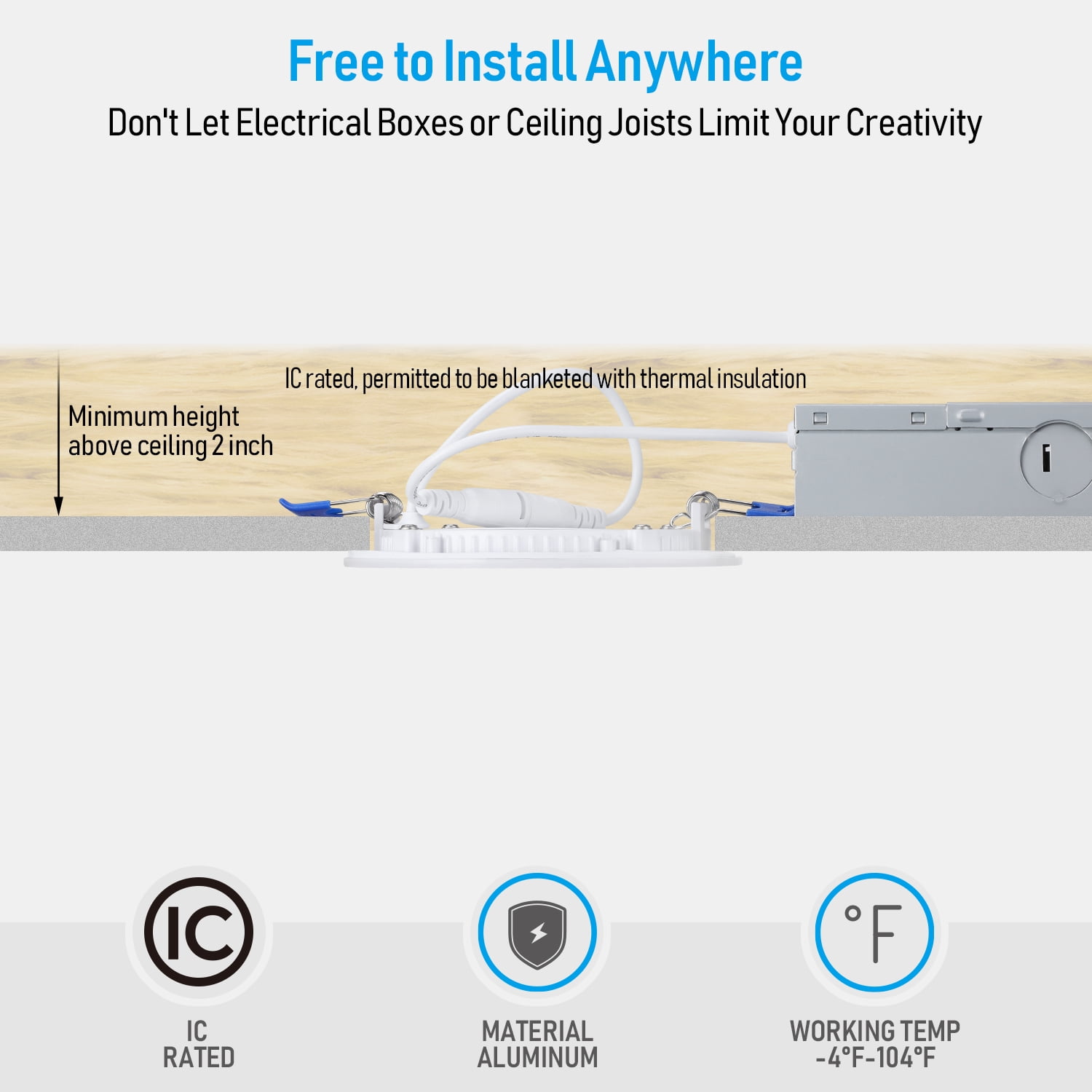 48 Pack 10W 4 Inch LED Recessed Lighting with Junction Box, 4000K Cool White, 5%-100% Dimmable