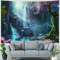 thumbnail image 4 of BCIIG  Enchanted Forest Tapestry Magic Trees Waterfall Flower Mushroom Fantasy World Tapestries Fairy Tale Wall Blankets Flannel Aesthetic Decoration for Living Room Bedroom, 4 of 6