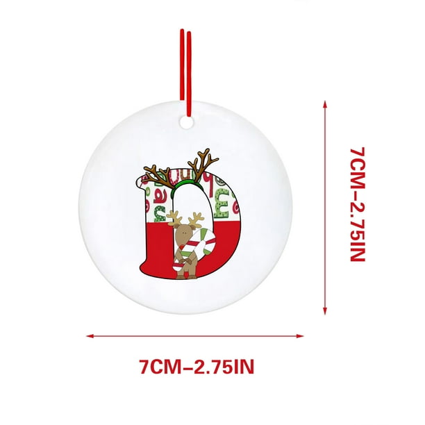 Decoraciones Del Árbol de Navidad con 26 Letras Del Alfabeto, Rojo Acrílico Fawn Colgante Ornamentos para el Hogar, Decoración Personalizada Del Árbol de Navidad para la Temporada de Vacaciones