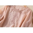 thumbnail image 4 of Women's 2 Piece Set, Embroidered Round Neck Top and Wide Leg Pants, Cotton Linen Matching Outfit for Casual Wear, Daily Outfits, Vacation, and Lounge-Pink, 4 of 9
