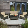 thumbnail image 3 of Gymax 4PCS Cushioned Rattan Conversation Set w/ Coffee Table Patio Outdoor, 3 of 10
