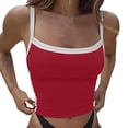 thumbnail image 1 of Chaleco sin espalda ajustado con tirantes en contraste para mujer - Top corto sin mangas con cuello en V sexy, 1 of 6