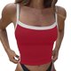 thumbnail image 1 of Chaleco sin espalda ajustado con tirantes en contraste para mujer - Top corto sin mangas con cuello en V sexy, 1 of 6