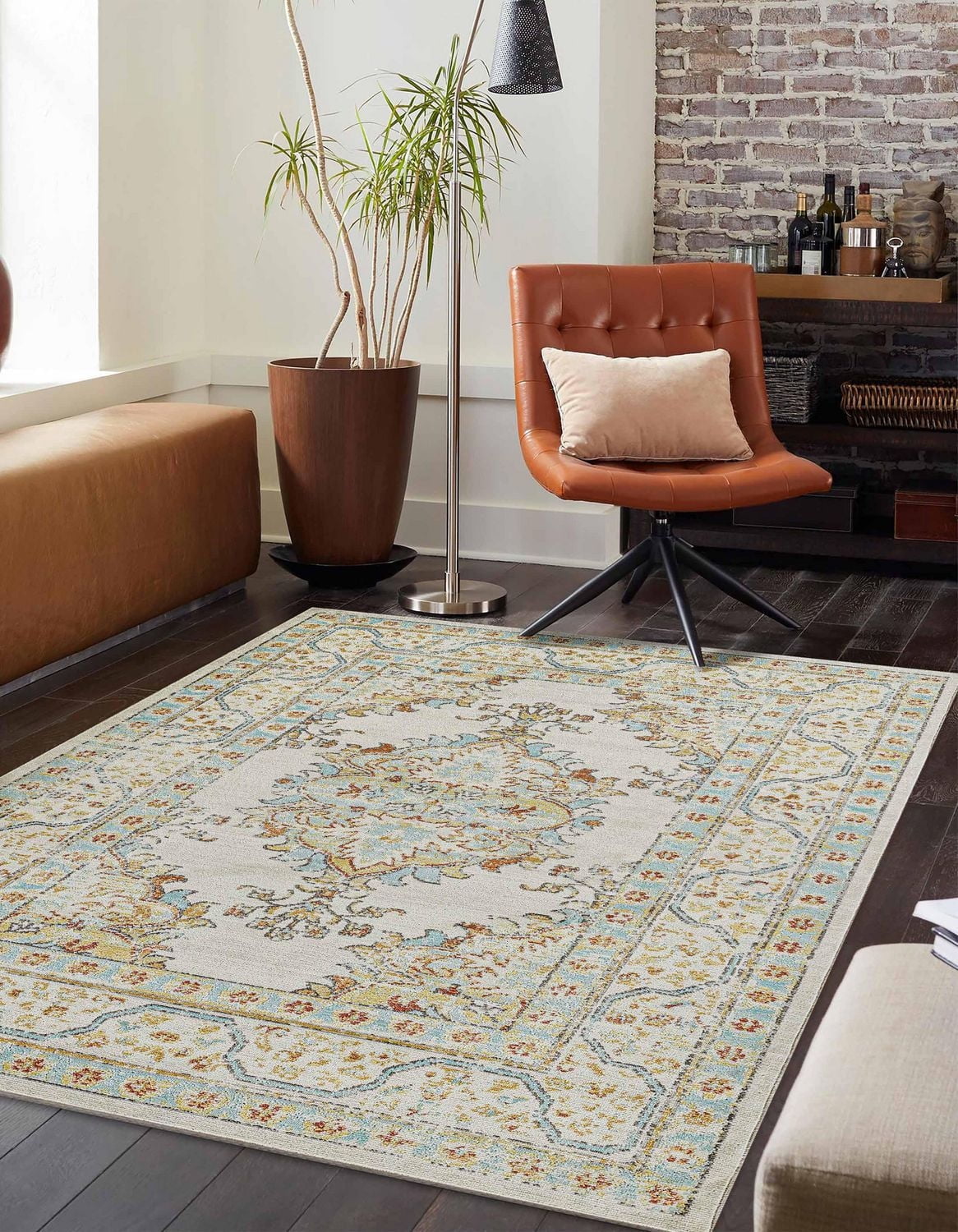 ECARPET Esme 6'7" x 9'6" Traditional Area Rug for Living Room, Bedroom, Dining Room, Entrance, Hallway and More.
