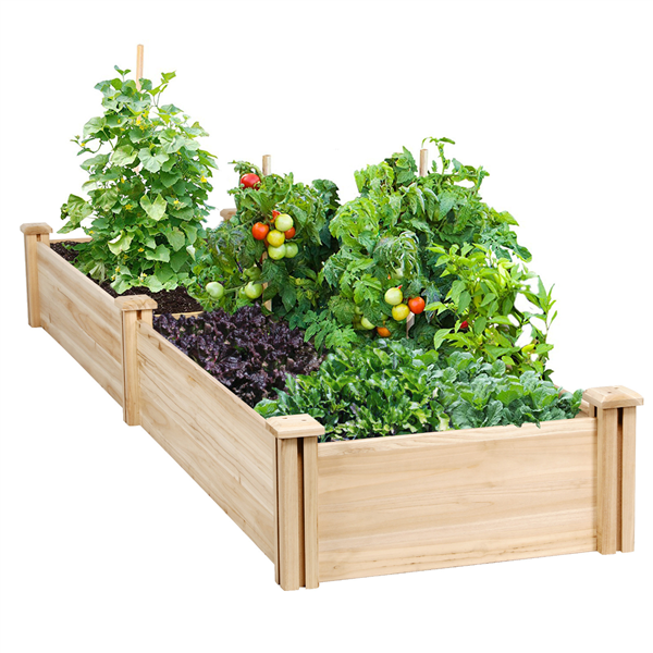Yaheetech Raised Garden Bed Kit Wooden Elevated Planter Box For Vegetable Flower Herb Outdoor Solid Wood 2x8ft Com - Raised Vegetable Garden Beds Kits