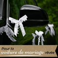 thumbnail image 2 of 30 Lazos Blancos con Corazones para Bodas y Coches de Novia - Cinta de Tul y Satén - Fácil de Colocar, 2 of 5