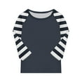 thumbnail image 6 of 3/4 Sleeve Tee Shirt for Girls Striped Printed T-Shirt Crew Neck Toddler Kids Teen Clothes Summer Fall Fashion T-Shirts Pullover Casual Cute Tops Streetwear, Size 4-15, 6 of 7