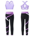 thumbnail image 3 of MSemis Kids Girls Athletic Dance Crop Top and Legging Gymnastics Dance Outfits Lavender 6, 3 of 5