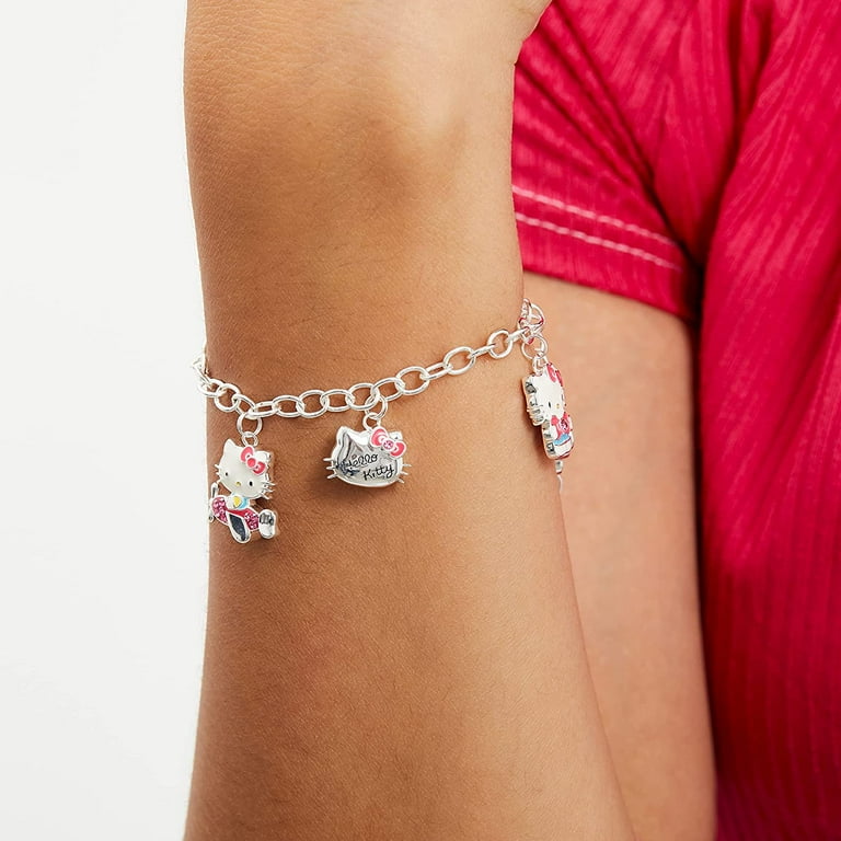 Bracelet Hello Kitty En Argent 925 Avec Perle - Longueur 14 Cm