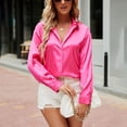 thumbnail image 6 of Womens Summer Tops, Womens Shirts, Women's Fashion Satin V Neck Long Sleeve Blouse Stylish Attire for Casual and Formal Occasions Elegant Apparel for Everyday Wear Trendy Clothing for Modern Women, 6 of 8