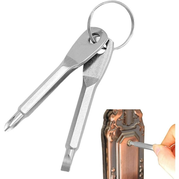 Screwdriver Keychain | Cross Tip Screwdriver Set | Stainless Steel Screwdrivers Flathead Cross Head With Key Mini Screwdriver Multifunction For Outdoor Tool