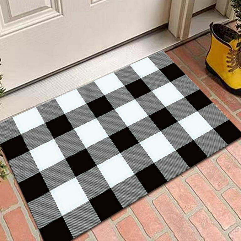 Black and White Outdoor Rug Doormat 3'x 5' Cotton Hand Woven Striped Area  Rug Welcome Doormats Machine Washable Reversible Rug Farmhouse Indoor