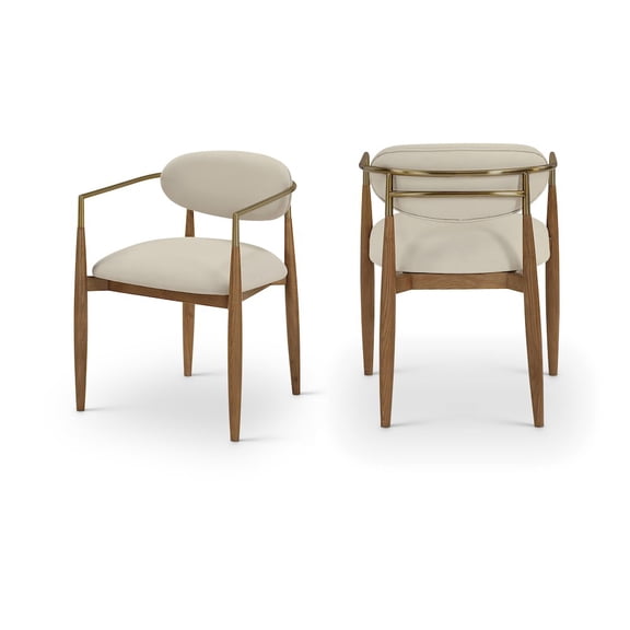 Meridian Furniture Riccio Beige Vegan Leather Dining Arm Chair (Set of 2)